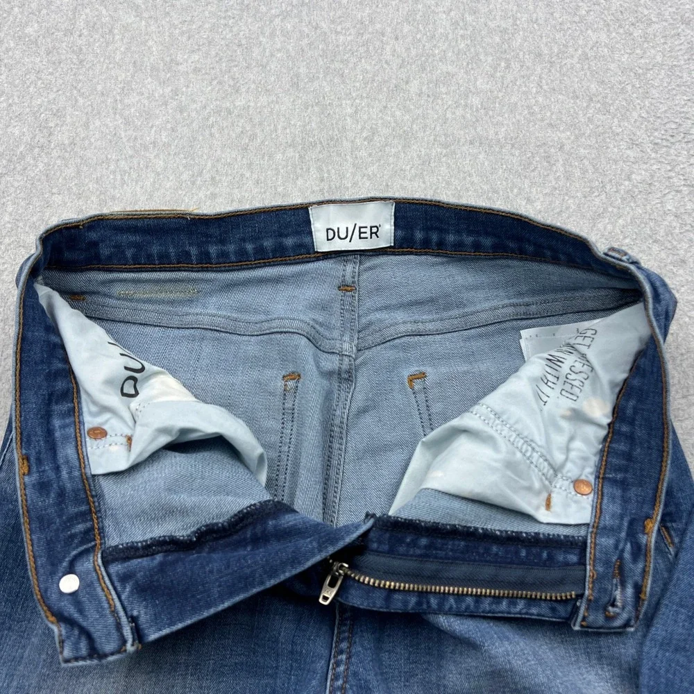DU/ER Performance Denim+ High Rise Straight Jeans Womens 27 Blue Loose Stretch